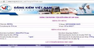 Kết quả tra cứu thông tin xe ô tô
