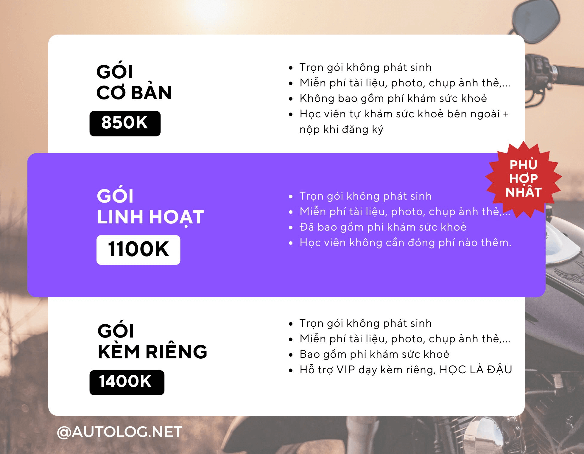 CHI PHÍ ĐỂ HỌC BẰNG LÁI XE A1
